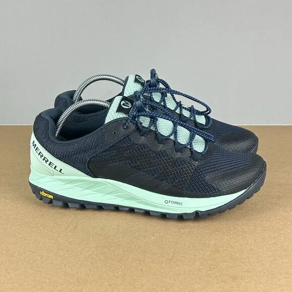 Merrell Antora 2 Trail Running Athletic Shoes Womens 9 Blue Green Vibram Sole