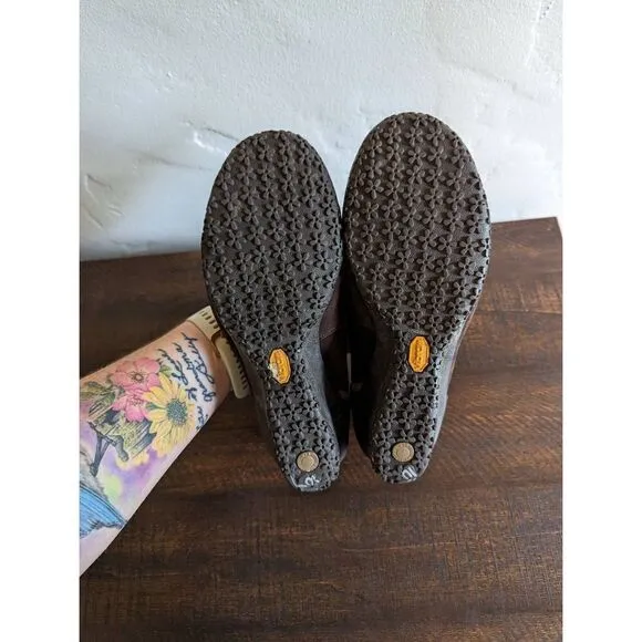 Merrell Mary Jane Petunia Print Suede Vibram Wedge Shoes - Size 7