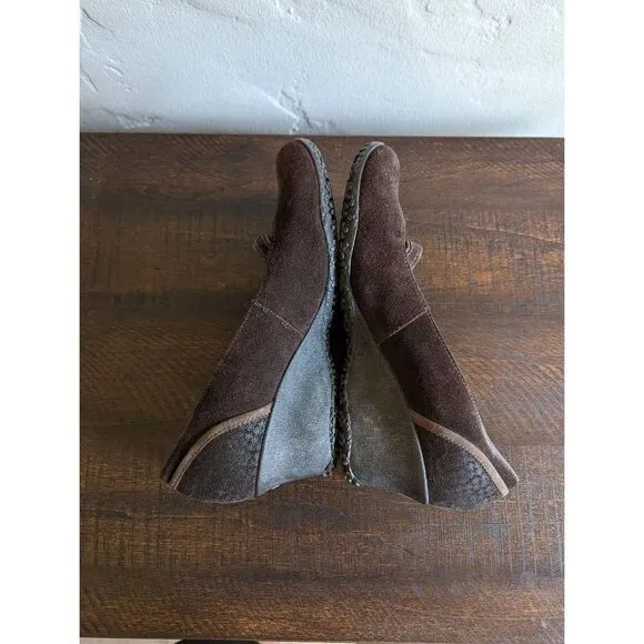 Merrell Mary Jane Petunia Print Suede Vibram Wedge Shoes - Size 7