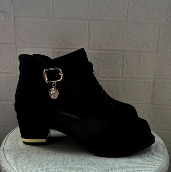 Mesh Upper High-Heel Sandals For Summer, Comfortable Chunky Heels With Open Toe