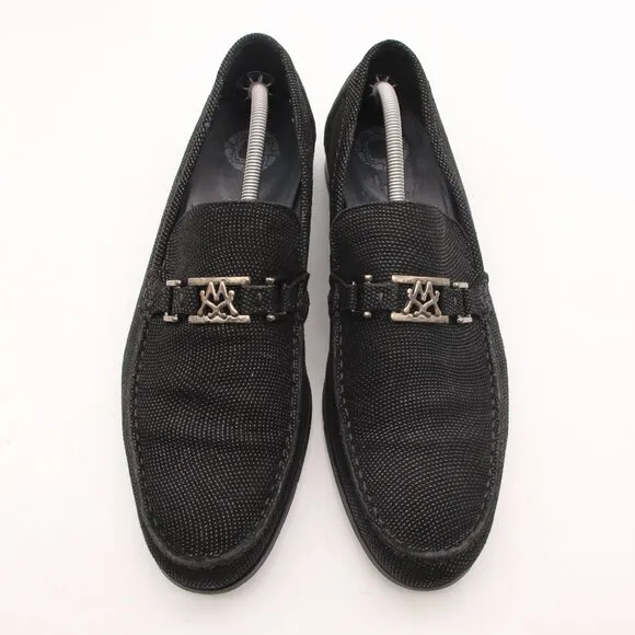 Mezlan Custom Men's Size 12 M Black Pinhead Suede Leather Loafers Shoes