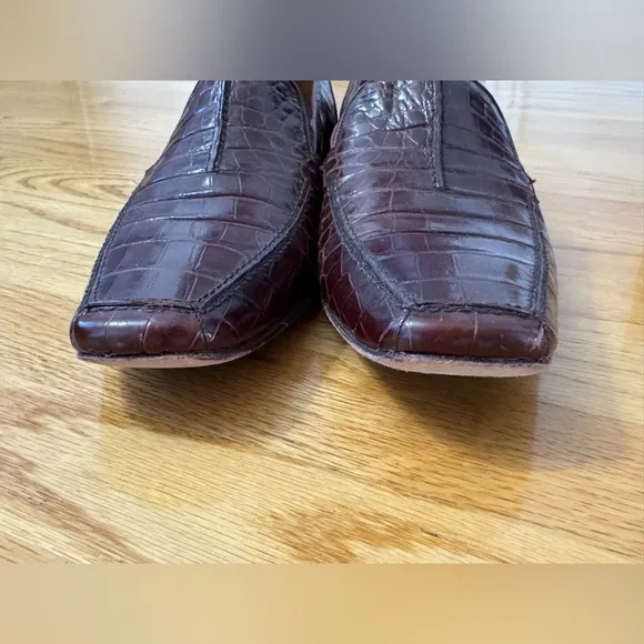 Mezlan Platinum Botero Crocodile Alligator Loafer shoes 8.5 Men’s Made in Spain