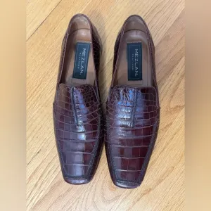 Mezlan Platinum Botero Crocodile Alligator Loafer shoes 8.5 Men’s Made in Spain
