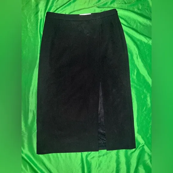 Michael Kors Collection Black Side Slit Midi 100% Wool Skirt size 4