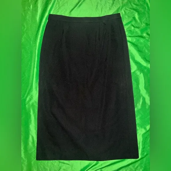 Michael Kors Collection Black Side Slit Midi 100% Wool Skirt size 4