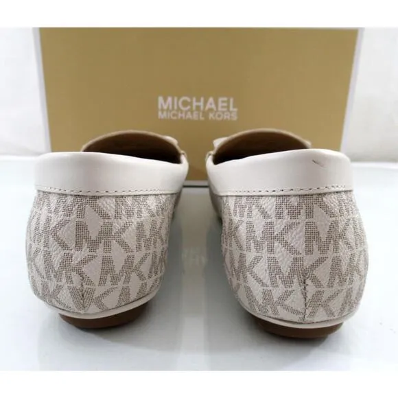 Michael Kors Juliette Moccasin Driver Flat Shoes MK Signature Vanilla Size 7.5