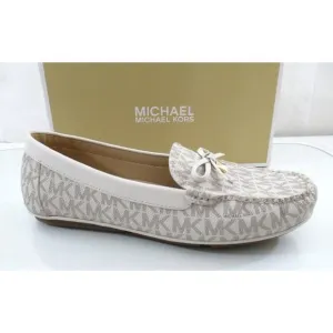 Michael Kors Juliette Moccasin Driver Flat Shoes MK Signature Vanilla Size 7.5