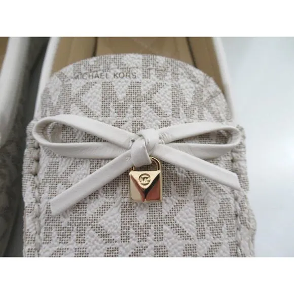 Michael Kors Juliette Moccasin Driver Flat Shoes MK Signature Vanilla Size 7.5