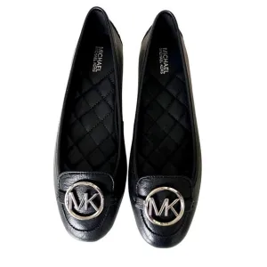 Michael Kors Lillie‎ Logo-Charm Leather Ballerina Shoes 6.5M Modern City Preppy