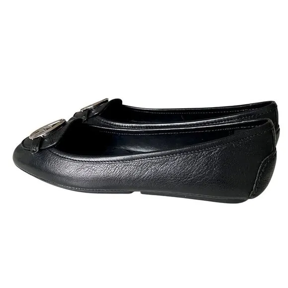 Michael Kors Lillie‎ Logo-Charm Leather Ballerina Shoes 6.5M Modern City Preppy
