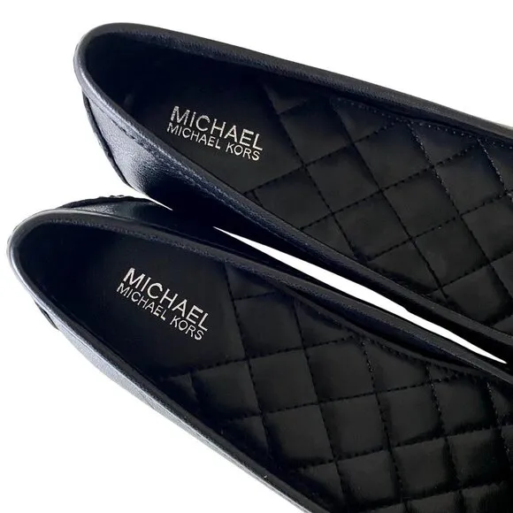 Michael Kors Lillie‎ Logo-Charm Leather Ballerina Shoes 6.5M Modern City Preppy