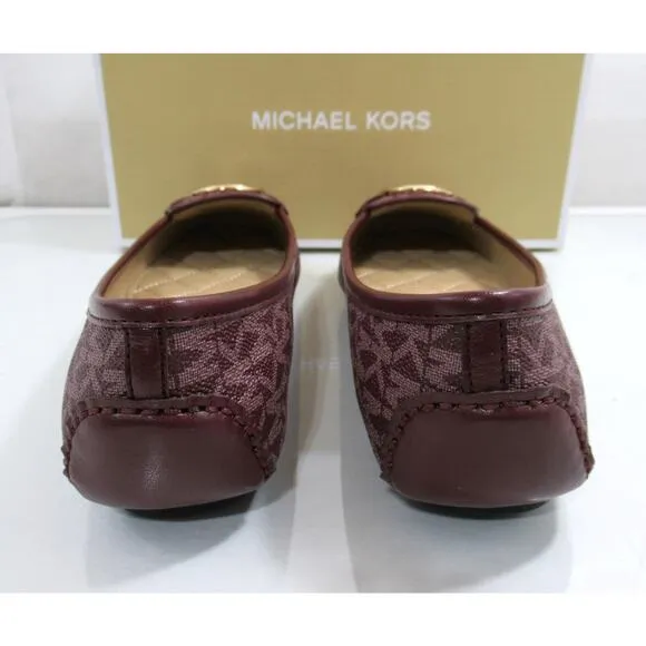 Michael Kors Lillie Moccasin Flat Shoes MK Signature Merlot Burgundy