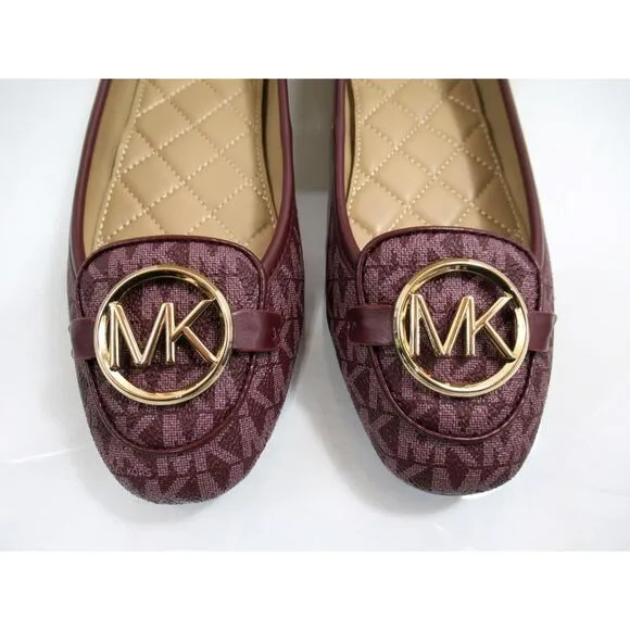 Michael Kors Lillie Moccasin Flat Shoes MK Signature Merlot Burgundy