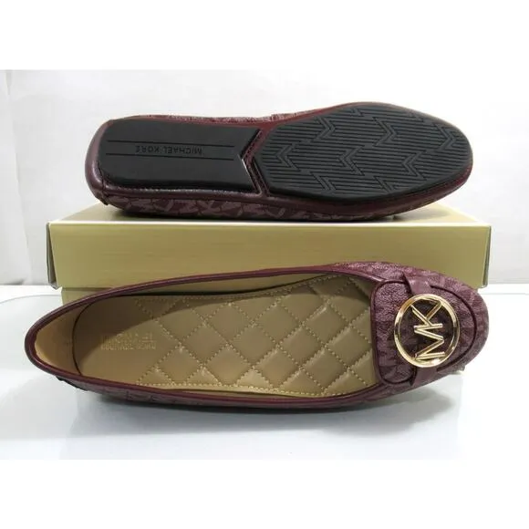 Michael Kors Lillie Moccasin Flat Shoes MK Signature Merlot Burgundy