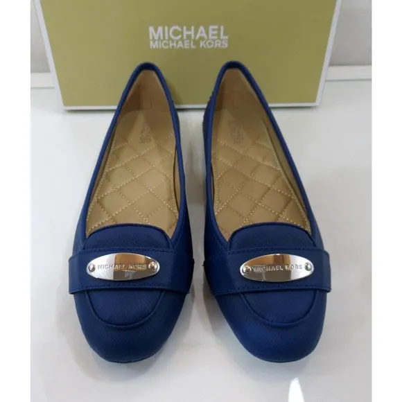 Michael Kors MK Plate Moccasin Flat Shoes Cobalt Blue