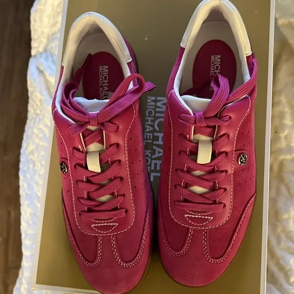 Michael Kors Pink Sneakers with Textured Suede Finish