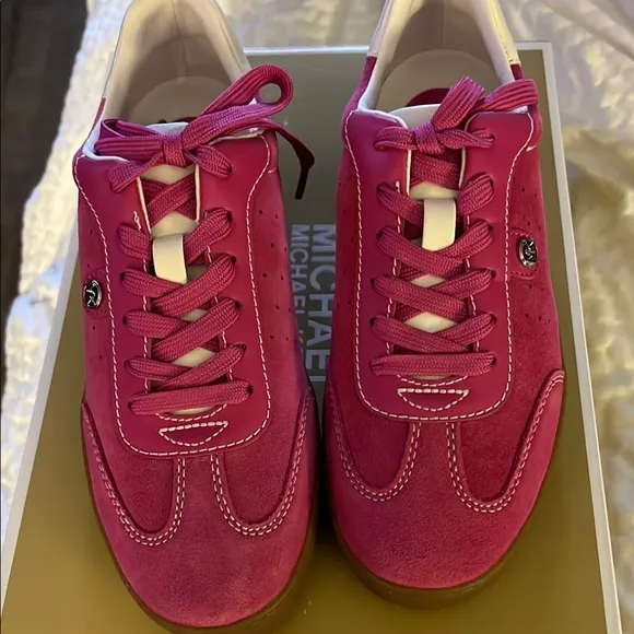 Michael Kors Pink Sneakers with Textured Suede Finish