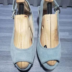 Micheal kors suede blue wedge shoes