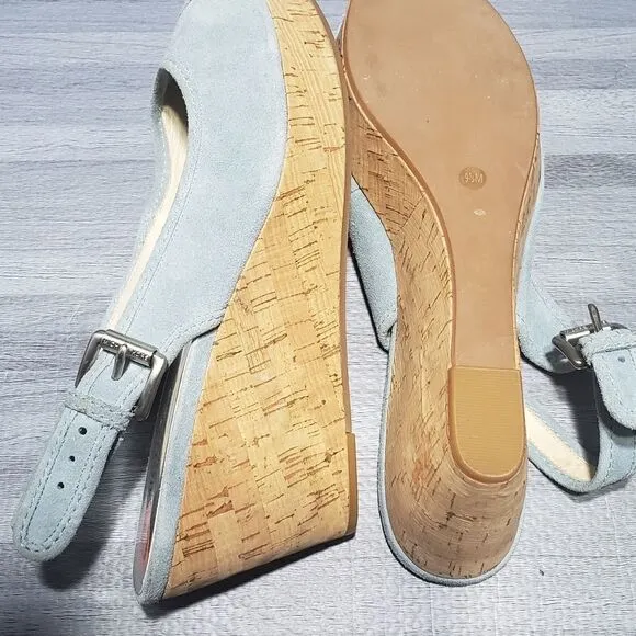 Micheal kors suede blue wedge shoes
