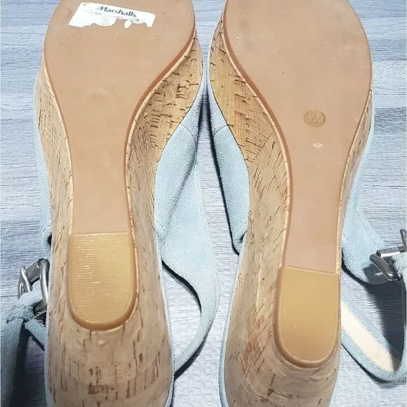 Micheal kors suede blue wedge shoes