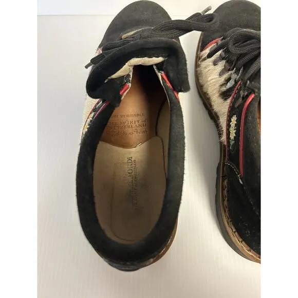 Michel Jordi US 7.5 Made in Switzerland Geneve Suede Shoes Cow Hair Insert