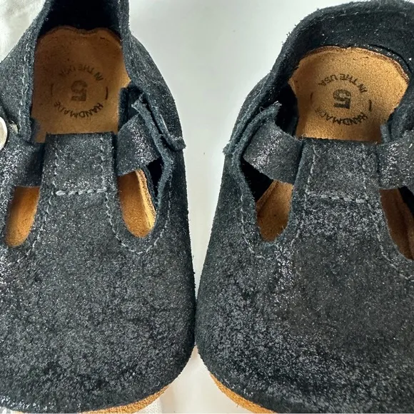 Midnight Shimmer Mon Petit Shoes MPs Black Shimmery Sparkly Leather Soft Soles 5