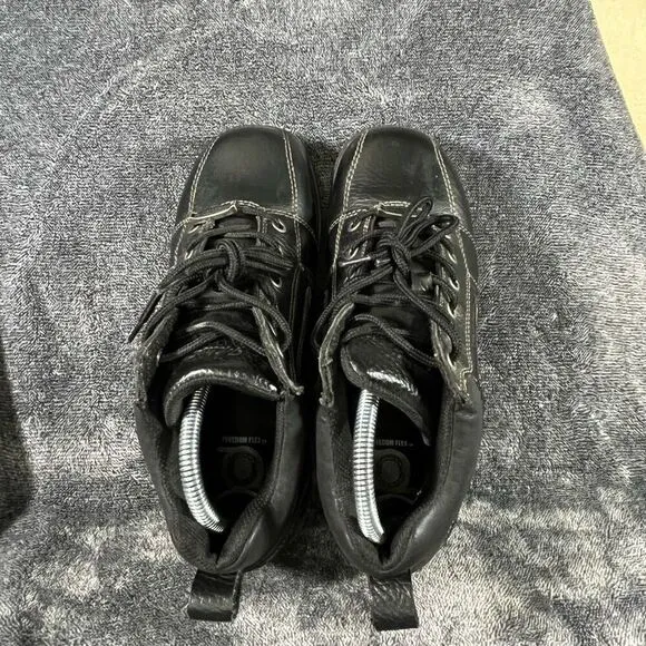 Milwaukee Black Leather Lace Up Motorcycle Boots Women size 9.5