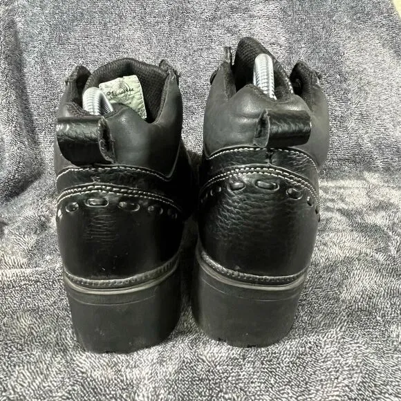 Milwaukee Black Leather Lace Up Motorcycle Boots Women size 9.5