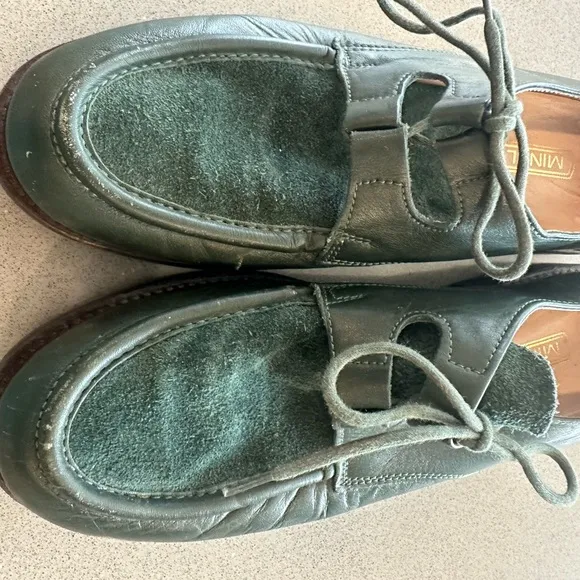 Minelli Forest Green Suede Leather Lace up Derby Loafers