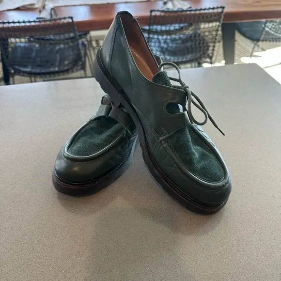 Minelli Forest Green Suede Leather Lace up Derby Loafers