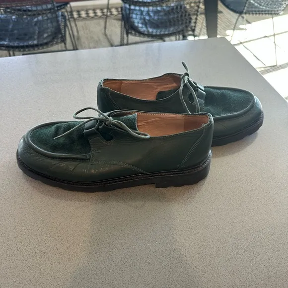 Minelli Forest Green Suede Leather Lace up Derby Loafers