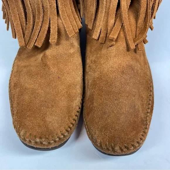 Minnetonka Brown 3-Layer Fringe Boots Size 10M