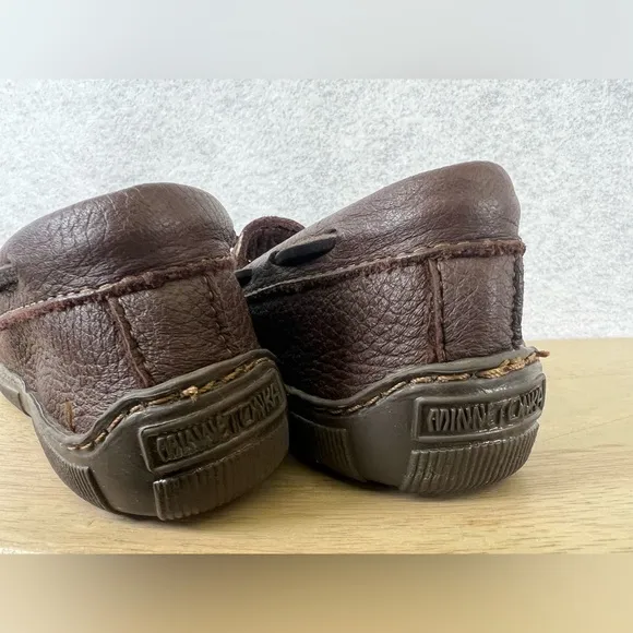 MINNETONKA Model 492 Brown Genuine Moose Leather Hard Sole Moccasins Women's 5.5