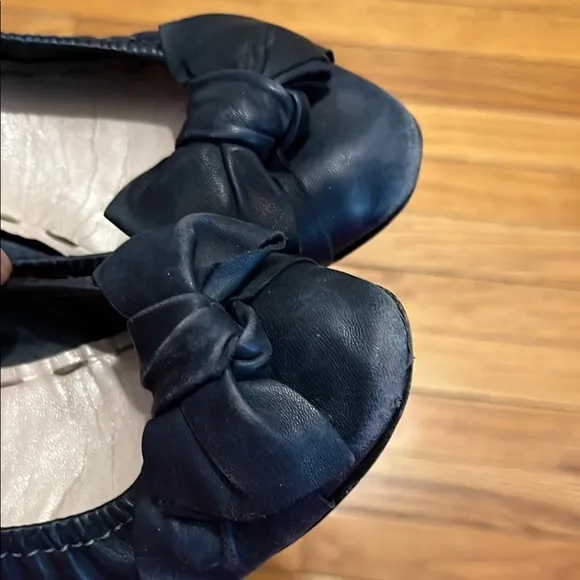 Miu Miu Leather Bow Accents Ballet Flats
