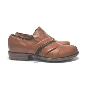 Miz Mooz Brown Size 37/6.5 Leather Zipper Shooties Lyric Bordeaux Comfort Shoes