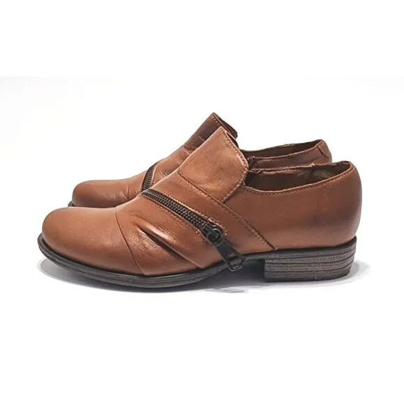 Miz Mooz Brown Size 37/6.5 Leather Zipper Shooties Lyric Bordeaux Comfort Shoes
