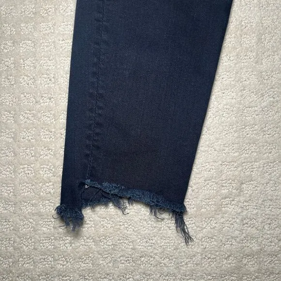 MOTHER The Stunner Zip Ankle Step Fray Jeans Dark Wash Size 28