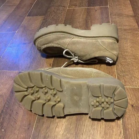 Mudd Shoes Women 9 Tan Suede Platform Lug Sole Vintage Y2K Grunge Goth Chunky