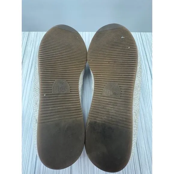 Mulo Espadrilles Slip-On Loafers Men's 9 Breton Stripe Washed Blue Linen Shoes