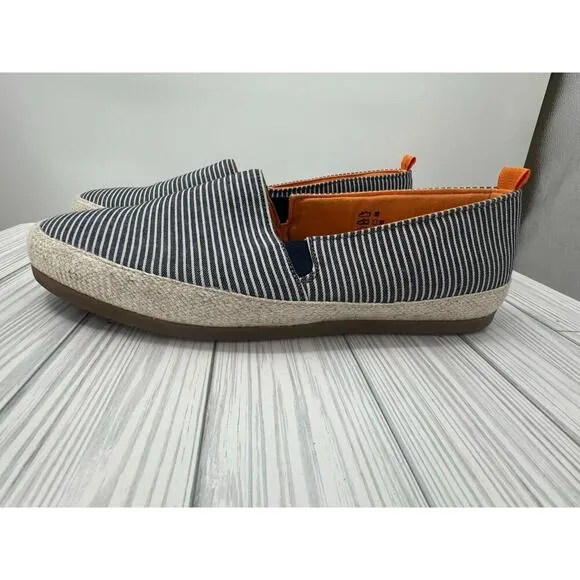 Mulo Espadrilles Slip-On Loafers Men's 9 Breton Stripe Washed Blue Linen Shoes