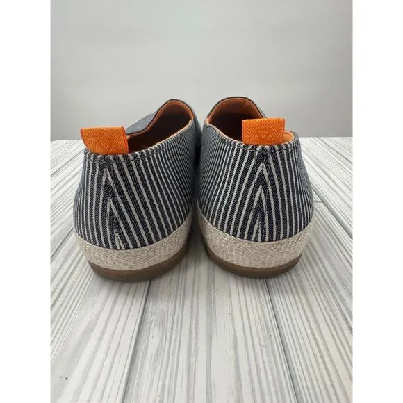Mulo Espadrilles Slip-On Loafers Men's 9 Breton Stripe Washed Blue Linen Shoes