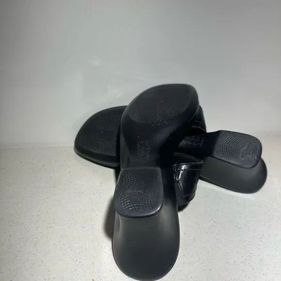 Munro Size 8.5 M Black Slide Leather Women Sandal Shoes