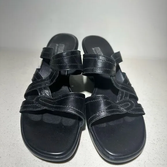 Munro Size 8.5 M Black Slide Leather Women Sandal Shoes