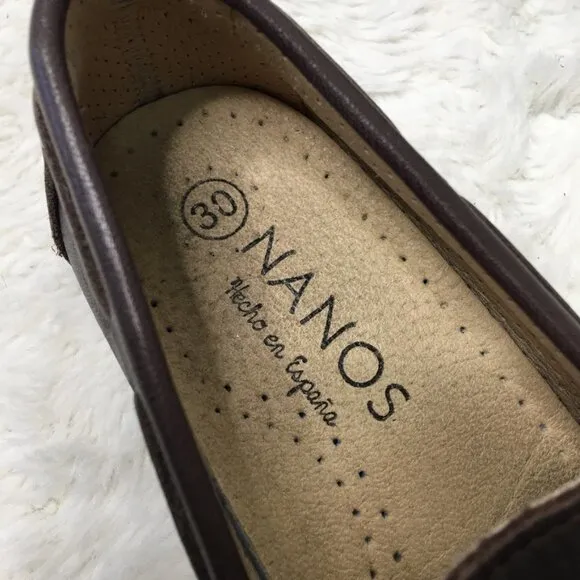 Nanos Toddler Boys Brown Leather Slip On Moccasins Shoes Size 30 / 12.5 US