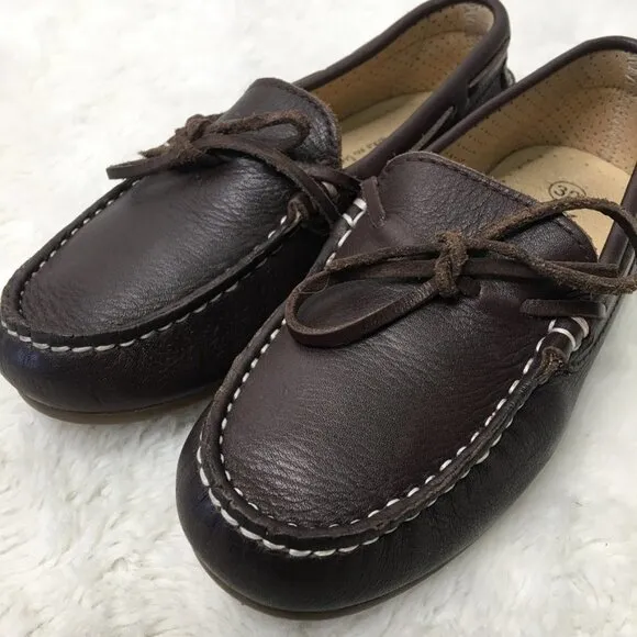 Nanos Toddler Boys Brown Leather Slip On Moccasins Shoes Size 30 / 12.5 US