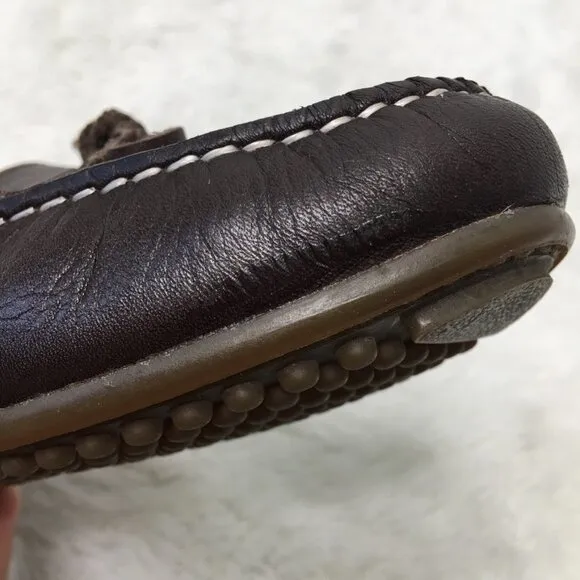 Nanos Toddler Boys Brown Leather Slip On Moccasins Shoes Size 30 / 12.5 US