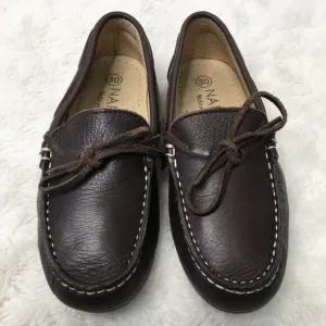 Nanos Toddler Boys Brown Leather Slip On Moccasins Shoes Size 30 / 12.5 US
