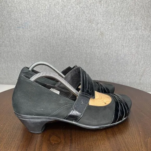 Naot Attitude Pump Heels Women's 39 / 8 Black Suede Mary Jane Comfort Career‎