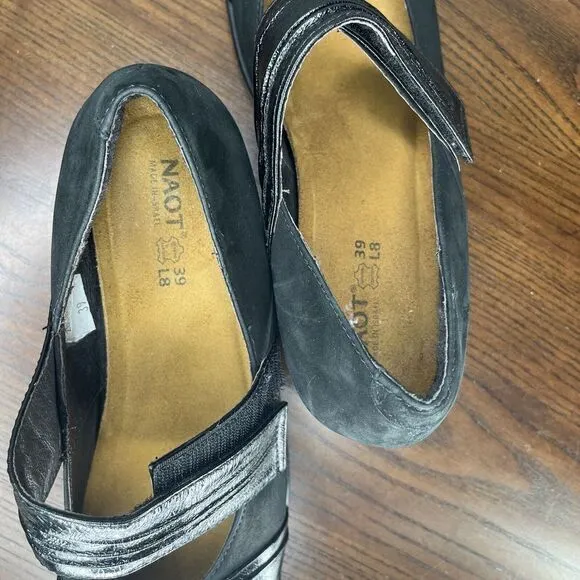 Naot Attitude Pump Heels Women's 39 / 8 Black Suede Mary Jane Comfort Career‎