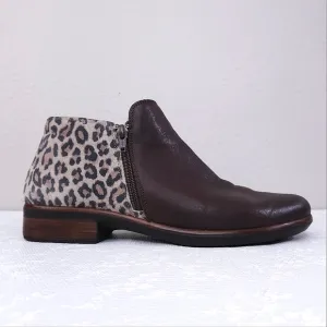 NAOT Helm Ankle Boots EU 41 Double Zip Cheetah Print Heeled Booties